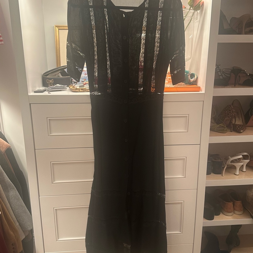 Reformation Black Lace Long Sleeve Maxi Dress